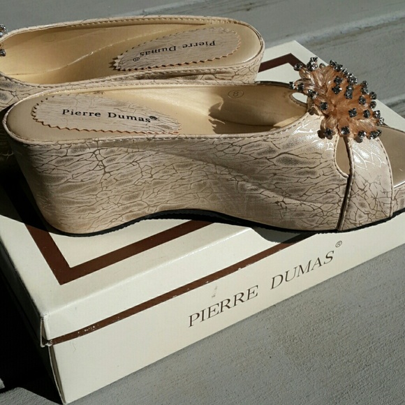 Pierre Dumas Beaded Accent Chunky Slip-on Wedges - Picture 10 of 16